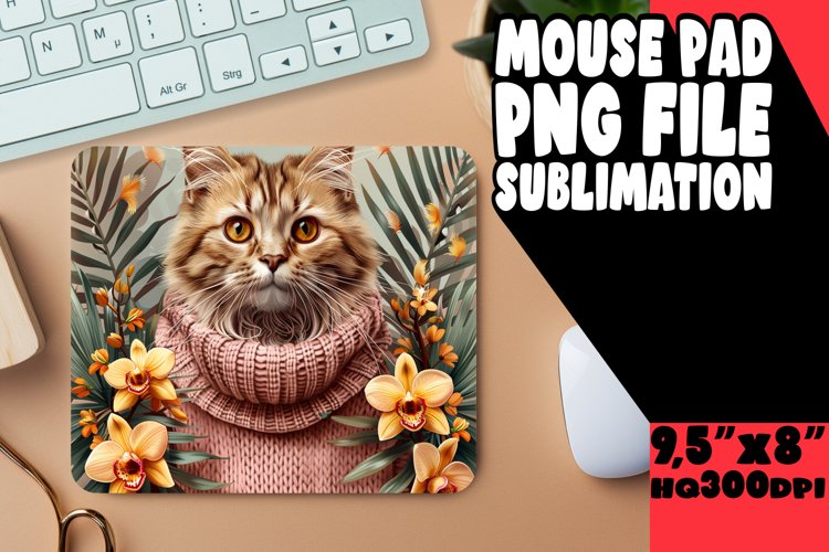 Whimsical Cat Craze Sublimation Mousepad PNG