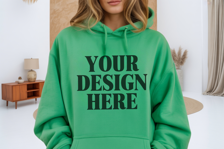 Irish Green Gildan 18500 Hoodie Mockup ,Cozy Unisex Sweatshi