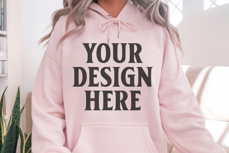 Light pink Gildan 18500 Hoodie Mockup, Unisex Sweatshirt