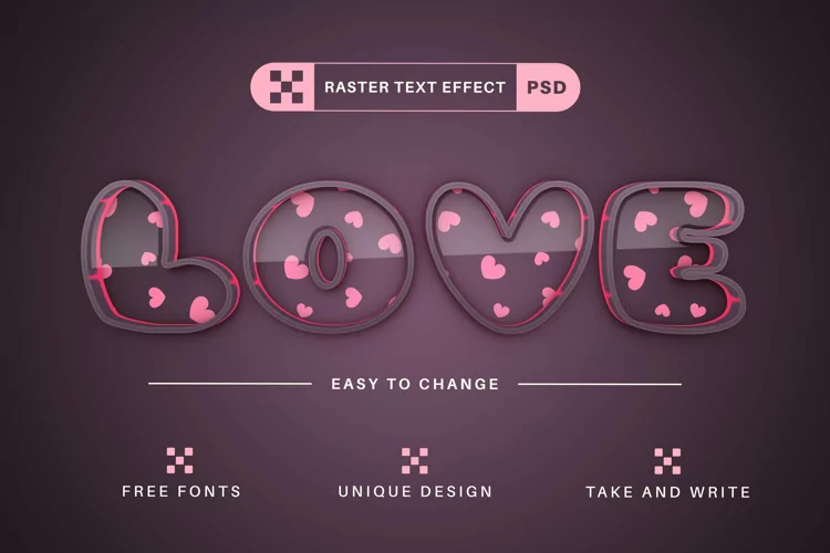 PSD Love - Editable Text Effect, Font Style