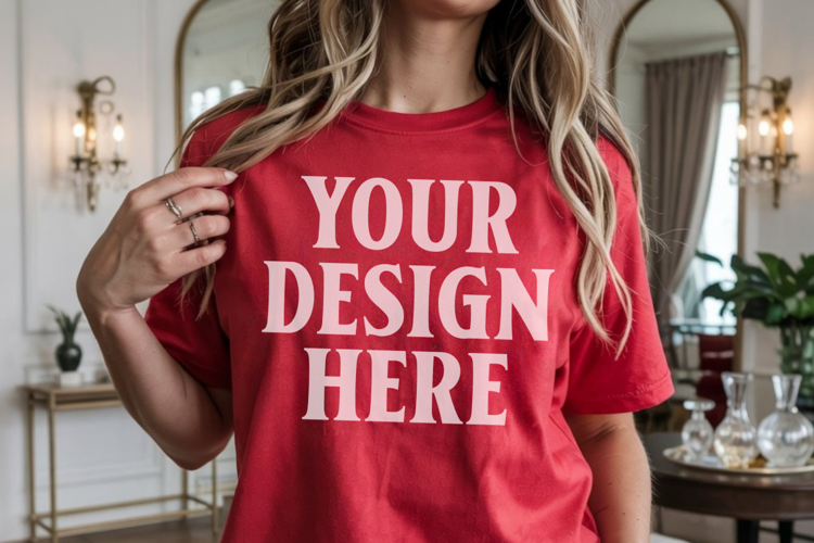 Comfort Colors 1717 Red T-Shirt Mockup
