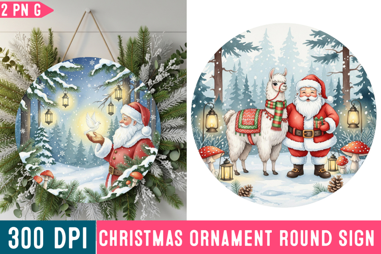 Christmas Ornaments Round Sign PNG, Christmas Round Sign PNG