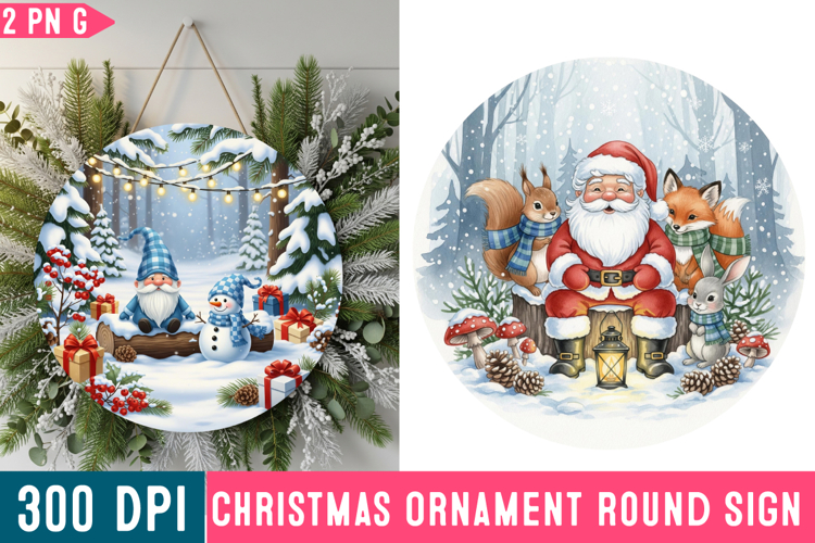 Christmas Ornaments Round Sign PNG, Christmas Round Sign PNG