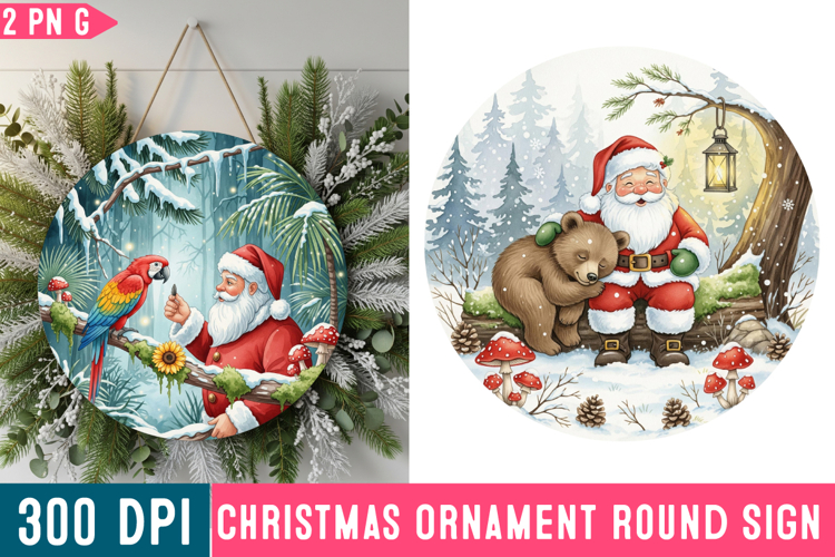 Christmas Ornaments Round Sign PNG, Christmas Round Sign PNG