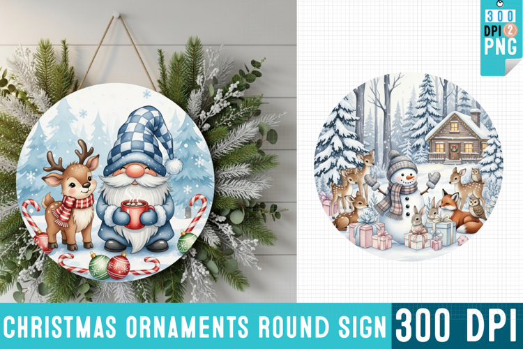 Christmas Ornaments Round Sign PNG, Christmas Round Sign PNG