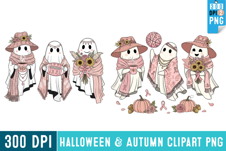 Hallloween Boo Ghost | Breast Cancer Halloween Clipart