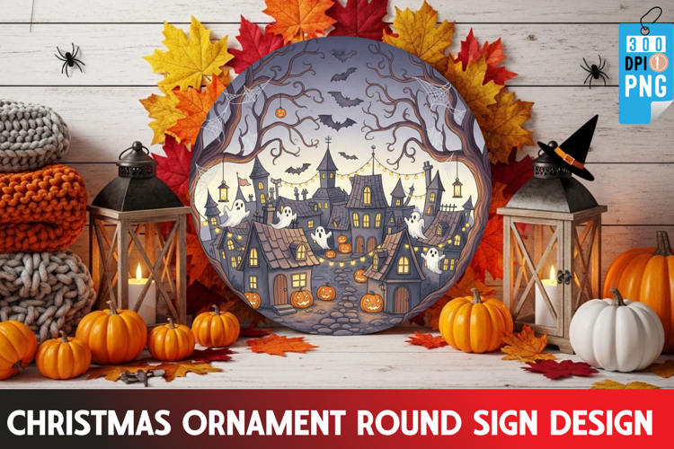 Halloween Ornaments Round Sign PNG, Halloween Round Sign PNG
