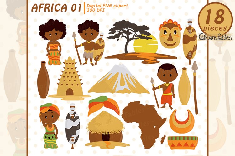 AFRICAN clipart, travel art, Zulu tribe - African culture (149407