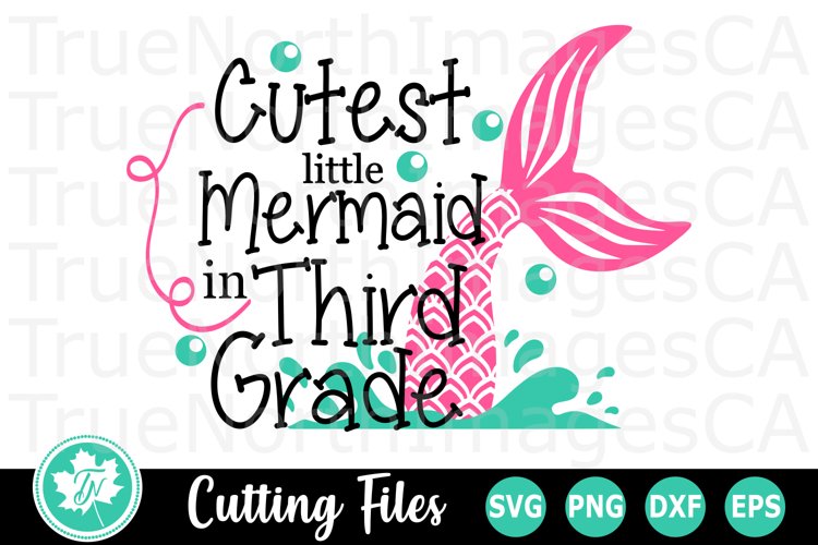 Cutest Little Mermaid in Third Grade - A School SVG Cut File example image 1