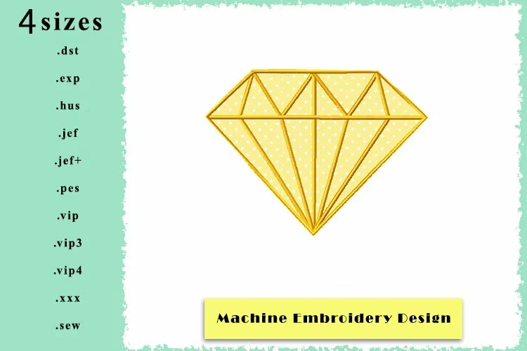 Diamond APPLIQUE Machine Embroidery Design in 4 sizes