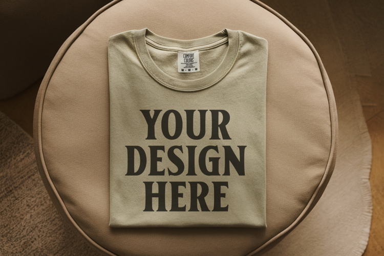 Moss Comfort Colors 1717 Folded Tshirt Mockups