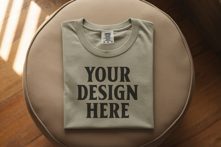 Moss Comfort Colors 1717 Folded Tshirt Mockups