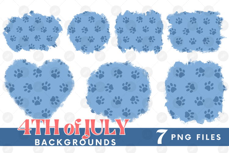 American 4th of July Cat Dog Paw Background Png DTF Bundle