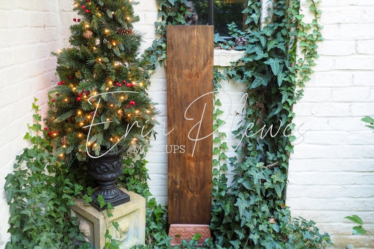 Christmas Porch Sign Mock-up | Vertical Sign Mockup | Jpeg example image 1