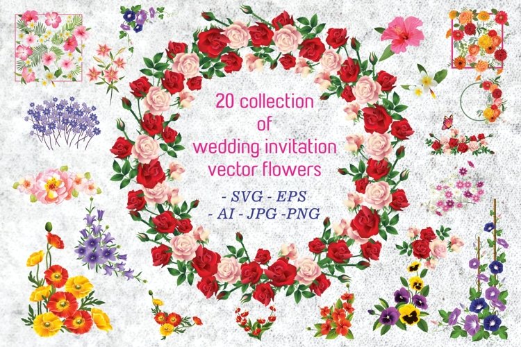 20 Collection of Wedding Invitation Vector Flowers example image 1