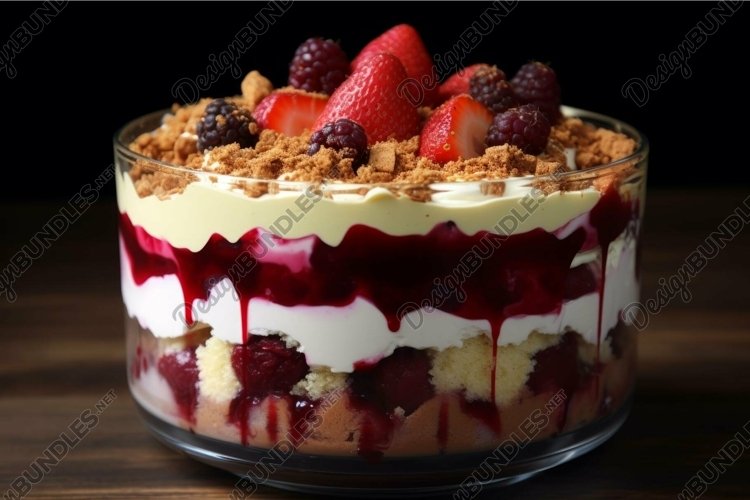 Rich Trifle dessert chocolate closeup. Generate Ai example image 1