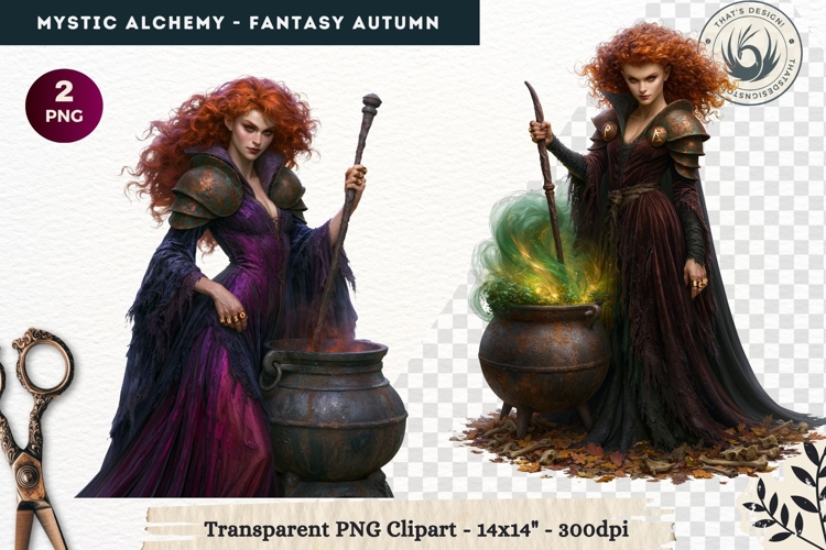 Gothic Witch Mystic Alchemy Clipart, Autumn Apothecary PNG
