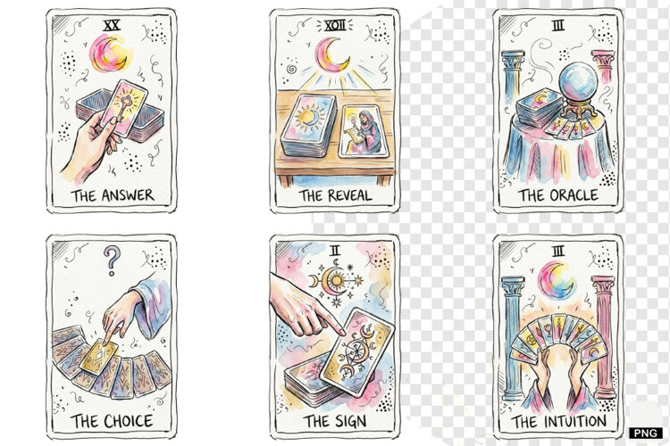Reading Tarot Cards PNG example image 1