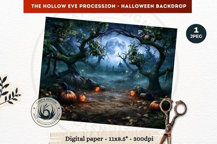 Gothic Halloween background - Hollow Eve Procession Backdrop