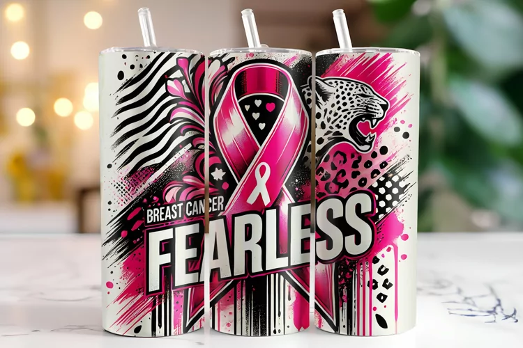 Breast Cancer Fearless Tumbler Wrap | Sublimation |