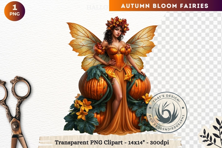 Autumn Bloom Floral Fairy Clipart, Mythical Fantasy PNG