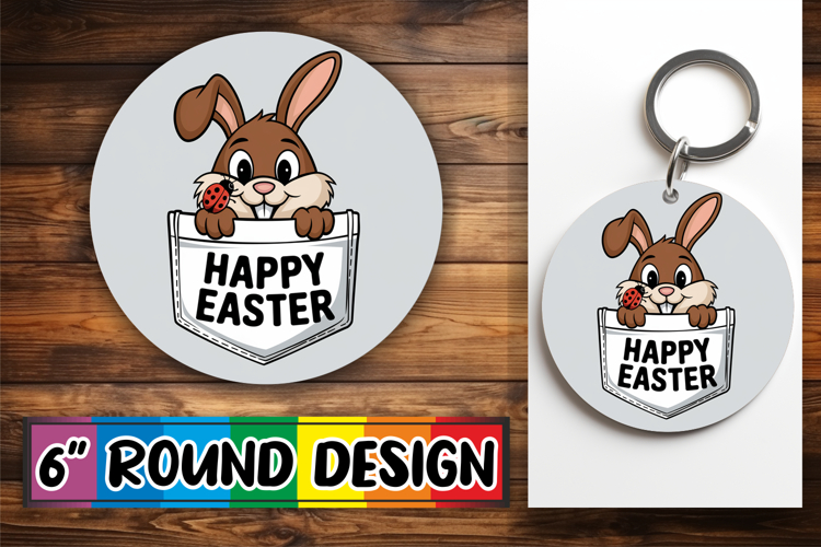 Circle of Happiness Keychain PNG, Easter Animals
