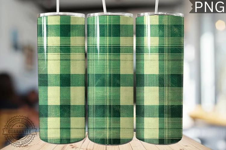 Green Plaid Tumbler Wrap - High Quality 300 Dpi