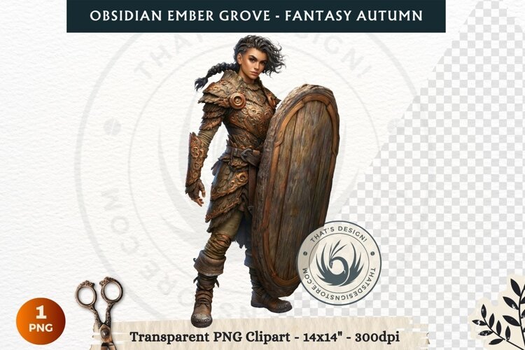 Dark Autumn Fantasy Clipart PNG for RPG Obsidian Ember Grove example image 1