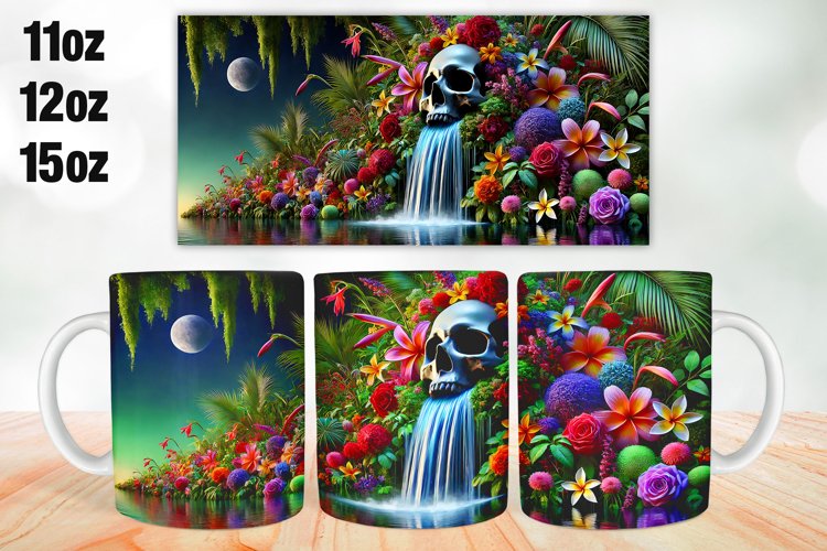 Halloween Skull Mug Wrap Sublimation 11oz, 12oz, 15oz
