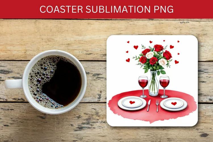 valentine square coaster - romantic dinner