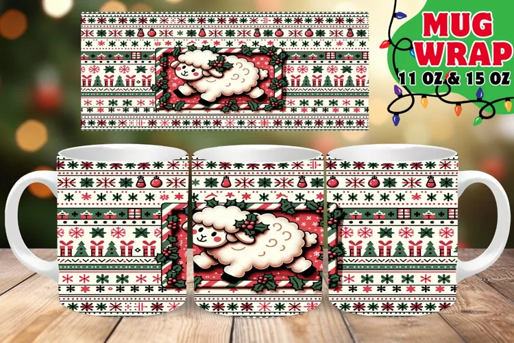 Christmas 3D Cartoon Jape Mug Wrap 15oz Design