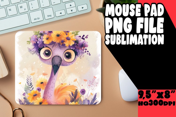Spring Flamingo Mouse Pad Sublimation Design example image 1