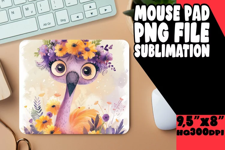 Spring Flamingo Mouse Pad Sublimation Design
