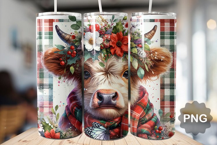 Christmas Baby Highland Cow - Skinny Tumbler Sublimation
