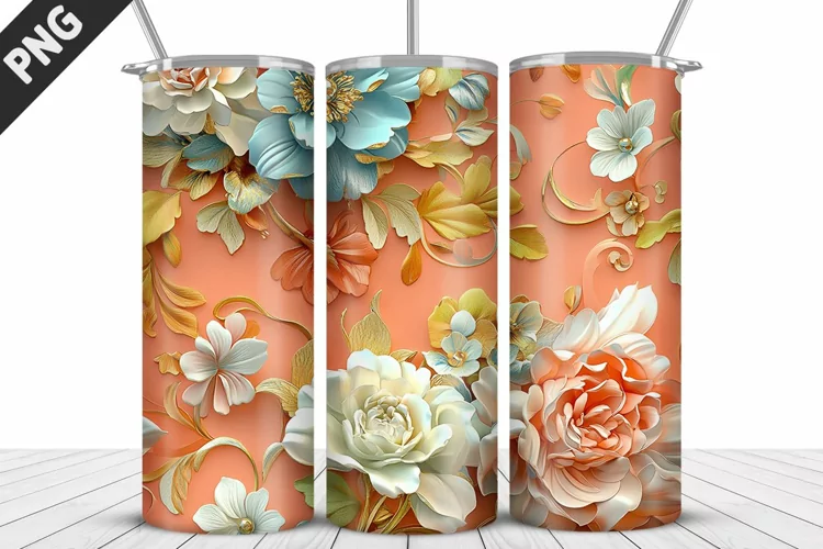 3D Daisy Flowers 20oz Tumbler Wrap | Sublimation Design