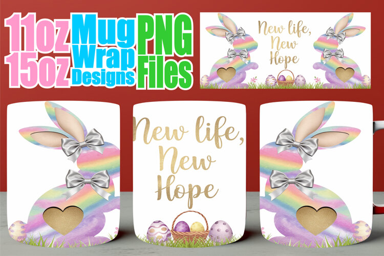 Magical mornings 11oz 15oz sublimation wrap, Easter Bunny example image 1