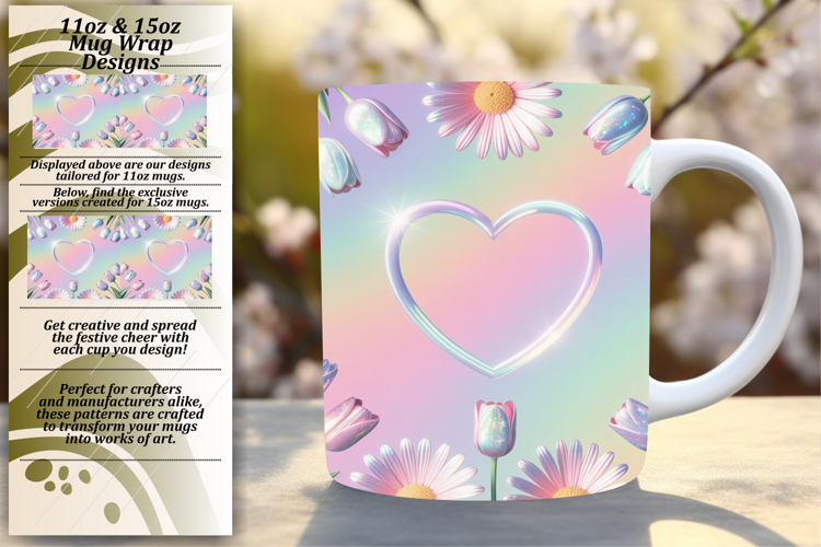 TRENDY 11oz Mug Wrap PNG Template , Flowers