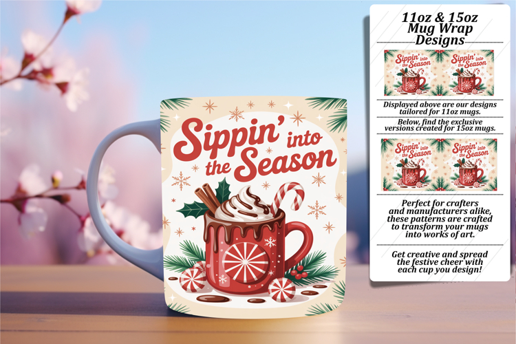 Bold 11oz Mug Wrap Png Artwork , Holiday