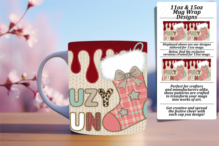 Elegant 15oz Mug Wrap Png Template , Holiday
