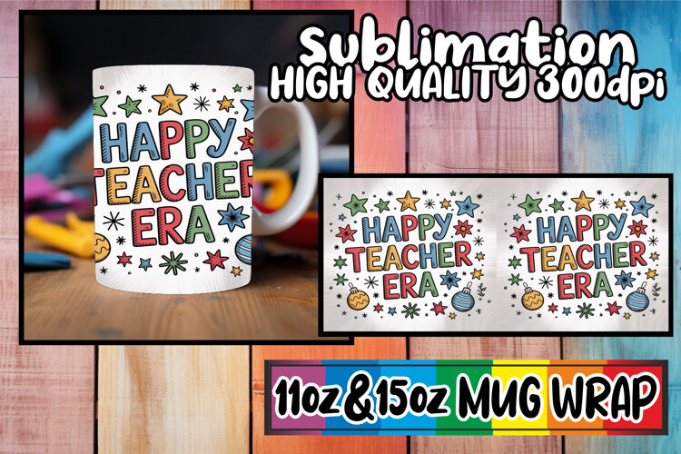 Cozy smiles 11oz 15oz sublimation wrap, Teacher example image 1