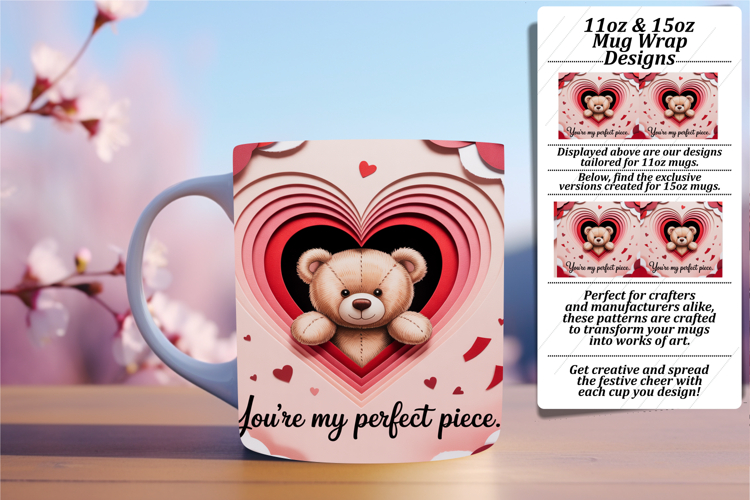Whimsical 15oz Mug Wrap Png Artwork , Valentines Day