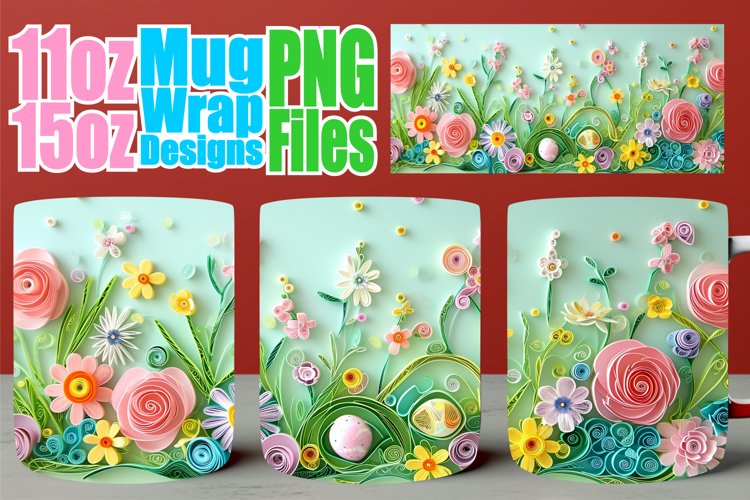 Festive Easter 3D Mug Wrap - Colorful Easter Delight