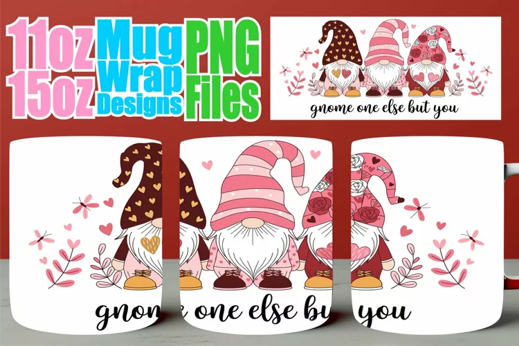 Serene mornings sublimation mug wrap, Love Gnome