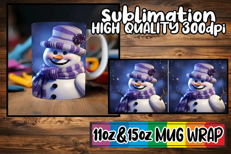 Whimsical Snowman Winter Mug Design - Festive Art