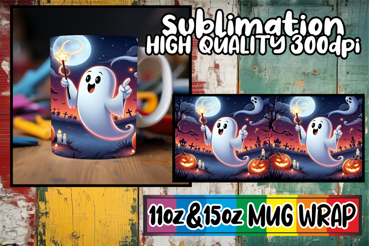 Bright outlooks 11oz 15oz sublimation wrap, Ghost