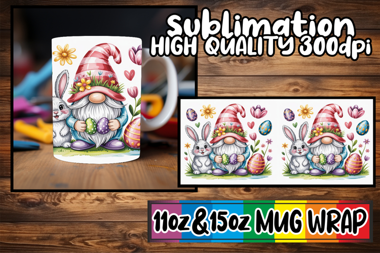 Radiant love 11oz 15oz sublimation wrap, Easter Gnomes