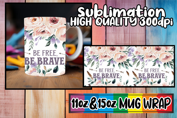 Blissful mornings 11oz 15oz sublimation wrap, Flower Quote example image 1