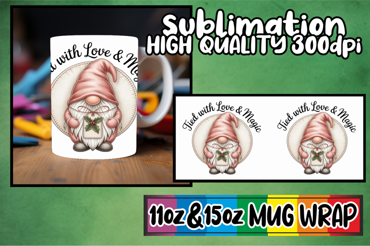 Whimsical nights 11oz 15oz sublimation wrap, Holiday Gnome