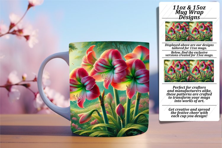 Magical 15oz Mug Wrap Png Design , Flower