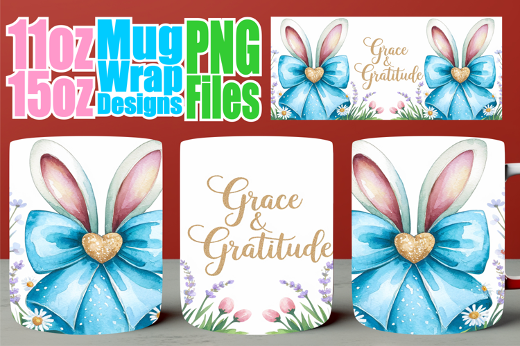 Graceful days sublimation mug wrap, Easter Bow